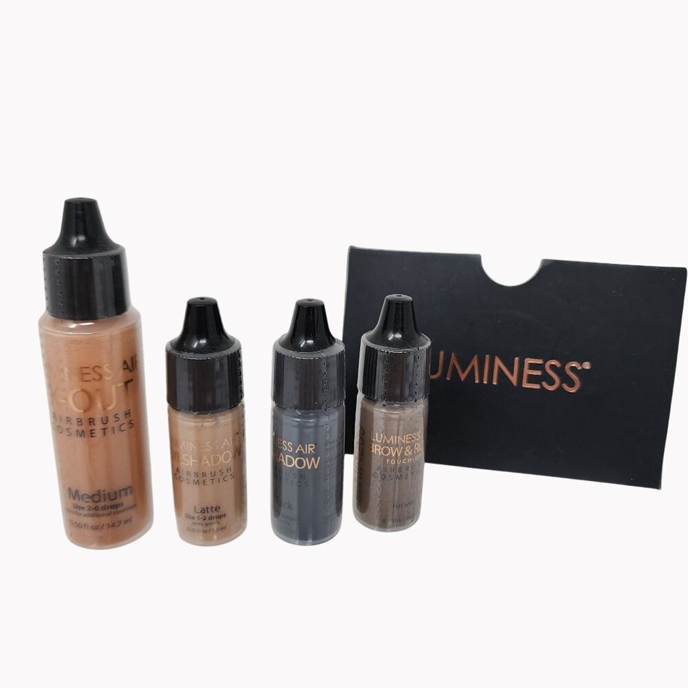 Luminess Air 5-Piece X-Out Medium Latte Black Eyeshadows Brow Root Brown Stencil